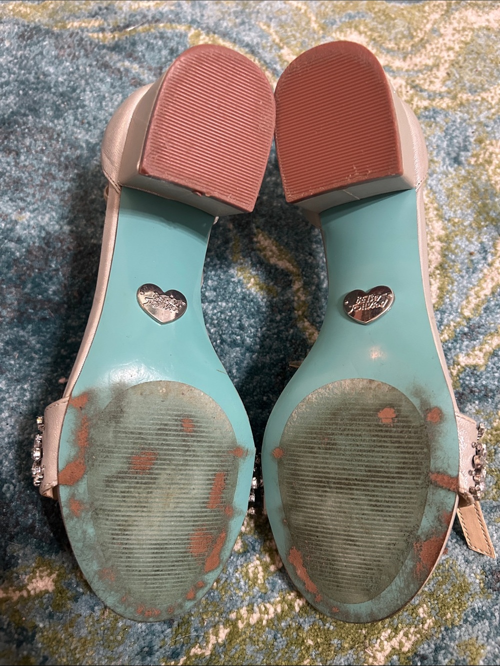 Betsey Johnson Beaded Ankle-Strap Heels in Silver - Picture 5 of 6